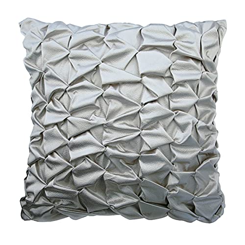 AISNXOQI The HomeCentric Dekorativer silberner Kissenbezug mit Reißverschluss, 45 x 45 cm, Kunstlederstoff, für die Couch, einfarbiges Muster, moderner Stil – Cosmic Silver von AISNXOQI