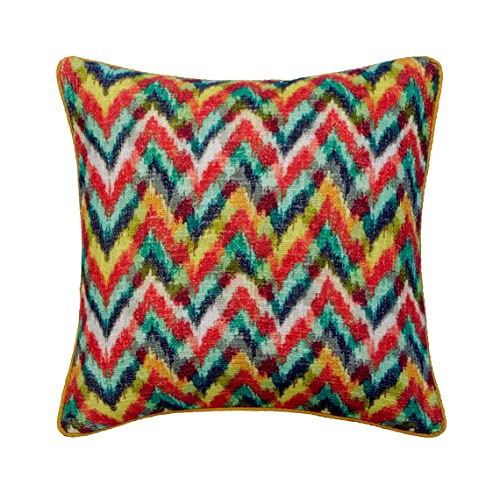 Der dekorative gelbe Kissenbezug „The HomeCentric“ 45 x 45 cm (18 x 18 Zoll) für Sofas, mehrfarbig bedruckter Sackleinen-Kissenbezug mit Reißverschluss, moderner Chevron-Stil – Chevron-Palette von AISNXOQI