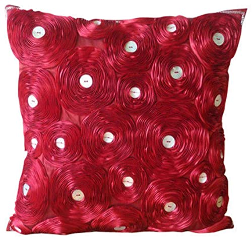 Die roten Kissenbezüge von HomeCentric, Kissenbezug mit Schleife, rote Rose, Blumenmotiv, 2 Stück, 35 x 35 cm (14 x 14 Zoll), quadratische Kissenbezüge aus Seide, modern, Art Deco – Bett aus Rosen von AISNXOQI