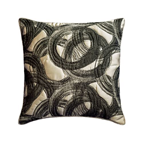 AISNXOQI The HomeCentric Dekorative Schwarze Kissenbezüge, 2er-Pack, 65 x 65 cm (26" x 26"), Jacquard-Steppkissenbezüge, Kreise & Punkte-Muster, moderner Stil – Circling von AISNXOQI