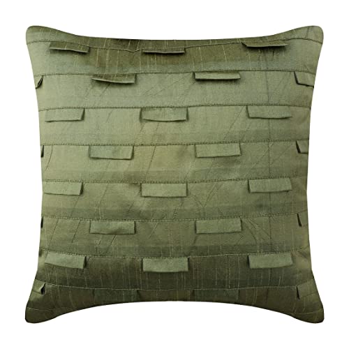 The HomeCentric Taupe-Grün Kissenbezug, Biesenstruktur Kissenbezüge, 45x45 cm (18x18 Zoll) Kissenbezug, Seidenkissenbezug für Couch Modern, Dekorative gestreifte Kissenbezüge - Taupe-Grün-Ozean von AISNXOQI