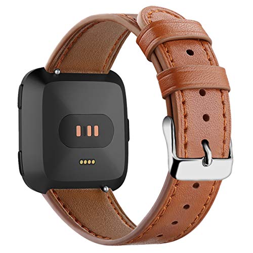 AISPORTS Ersatzarmband Kompatibel mit Fitbit Versa 2 Armband Leder Frauen Männer, Weich Sport Lederband Ersatzband mit Metall Schnalle Ersatz Armband für Fitbit Versa 2/Fitbit Versa/Fitbit Versa Lite von AISPORTS