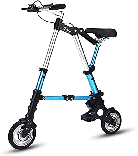 AITEKODVG 8-Zoll-Mini-Faltrad, leichtes, Komfortables, verstellbares City-Schnellfaltsystem aus Aluminium, ultraleichtes, tragbares Studentenfahrrad für Erwachsene, Blau von AITEKODVG
