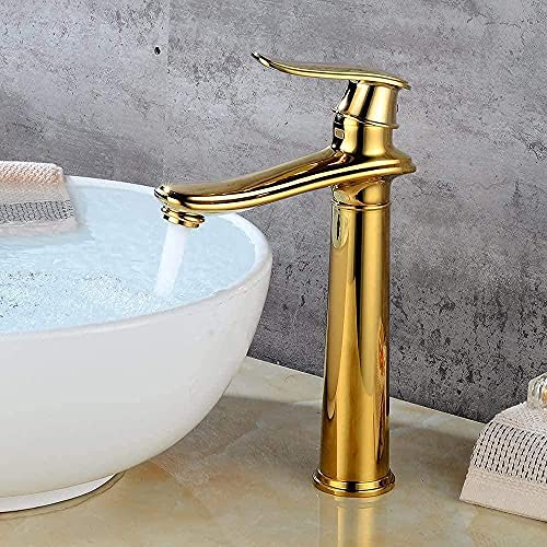 AITEKODVG Küchenarmaturen für Waschbecken, Küchenspüle-Wasserhahn, Einhand-Kupfer, H30 cm, Warm- und Kaltwasserhähne, Waschtischarmatur, stark und robust, Gold, H30 cm von AITEKODVG