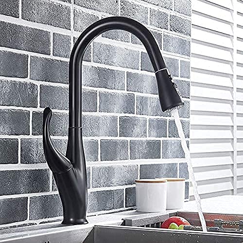 AITEKODVG Wasserhahn Chrom/Schwarz/Gebürstet, herausziehbarer Küchenarmatur, Warm- und Kaltwassermischer, Wasserhahn für Küche, Wassermischer, Kranfunktion, Auslauf von AITEKODVG