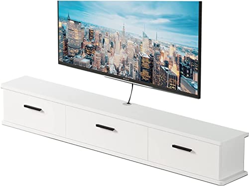 Schwimmender TV-Ständer, schwebender TV-Ständer, Entertainment-Center, TV-Schrank, Wohnzimmer, Schlafzimmer, TV-Wandregal für Router, Set-Top-Box, Projektor, Multimedia-Aufbewahrungsregal Hello von AITEKODVG