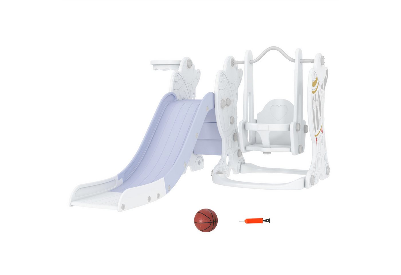 AIYAPLAY Rutsche 3 in 1 Kleinkinderrutsche mit Basketballkorb, Basketball, (Set, 3-tlg., Spielturm für 1.5 bis 4 Jahre Kinder), 150L x 185B x 92H cm von AIYAPLAY