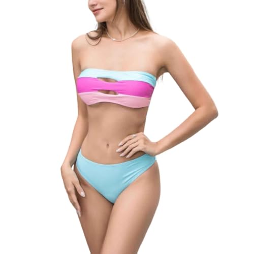 AIYINIY Damen-Bikini-Set mit Raffhalter, dehnbar, rückenfrei, Bademode, SQY2311 (Blau, 8) von AIYINIY