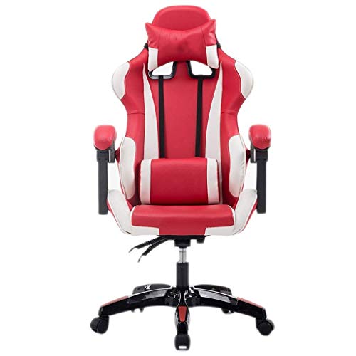 AJIEYMXS Gaming-Stuhl, Racing-Büro, Computerspielstuhl, ergonomische Rückenlehne und Sitzhöhenverstellung, verstellbare Liege, drehbare Wippe mit Kopfstütze und Lendenkissen, E-Sport-Stuhl von AJIEYMXS