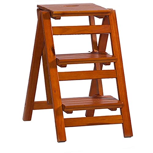 AJYBYUKJ Leichte 3-Stufen-Leiter aus Holzmaserung, klappbarer Tritthocker, Trittleiter, Trittleiter für Zuhause und Küche, stabile und breite Tretleiter Beauty Comes von AJYBYUKJ