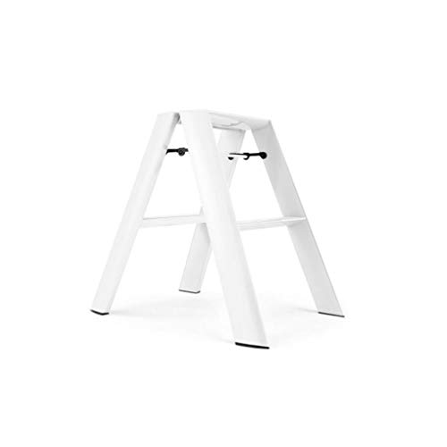 AJYBYUKJ n/a Trittleiter, 2-Stufen-Leiter, Leichter Aluminium-Tritthocker, klappbare Trittleiter mit Anti-Rutsch-Pedal (Farbe: Weiß) Beauty Comes von AJYBYUKJ