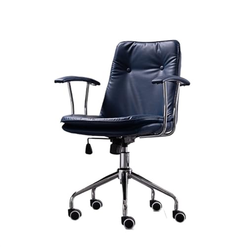 Bürostuhl, moderner Bürostuhl aus PU-Leder, bequemer Home-Office-Schreibtischstuhl mit Rollen und Armlehnen, Konferenzstuhl, ergonomischer Stuhl, verstellbarer Drehstuhl, Drehstuhl (blau) Beauty von AJYBYUKJ