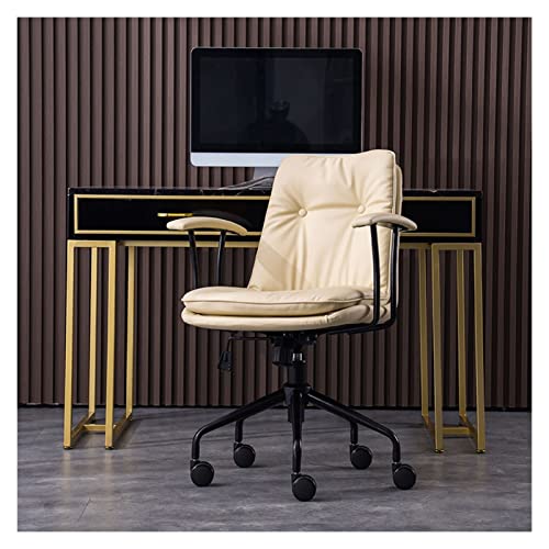 Computerstuhl, ergonomischer Schreibtischstuhl, Home-Office-Schreibtischstuhl, ergonomisch, verstellbare Lordosenstütze, PC-Stuhl, Arbeitsstuhl aus PU-Leder mit Metallfuß und gepolsterten Armlehnen, von AJYBYUKJ