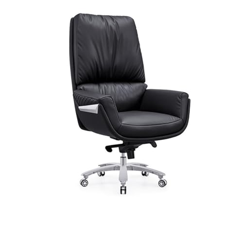 Computerstuhl Home-Office-Schreibtischstühle Drehstuhl Business Nappaleder Große und hohe Bürostühle Ergonomischer bequemer Computerstuhl für sitzende Tätigkeiten Home-Office-Drehstuhl (Farbe: Noir von AJYBYUKJ