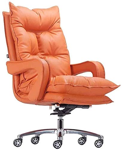 Gaming-Stuhl, Bürostuhl, PC-Stuhl, Basics, klassischer Büro-Schreibtisch-Computerstuhl – verstellbar, drehbar, Rindsleder – Lordosenstütze, Büromöbel (Farbe: 6-Orange) (8 Rot) (6 Orange) Beauty Comes von AJYBYUKJ