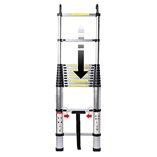 Teleskop-Verlängerungsleiter, 150–630 cm, Teleskopleiter, Aluminium, faltbar, technische Sicherheitsleiter, belastbar bis 330 Pfund, mit 2 abnehmbaren Haken, um Ihre Sicherheit zu gewährleisten von AJYBYUKJ