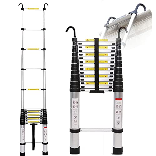 Teleskopleitern, Mehrzweck-Ausziehleiter, Aluminium-Teleskop-Verlängerungsleiter, Ein-Knopf-Rückzug, Aluminium-Teleskopverlängerung, ausziehbare Leiter für den täglichen Haushalt oder die Arbeit. 3 von AJYBYUKJ