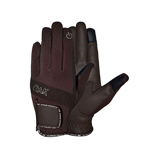 AK Embossed Champion Grip Horse Riding Gloves along the Touch Feature Reithandschuhe AKRS-8044 (S, Brown) von AK Riding Sports