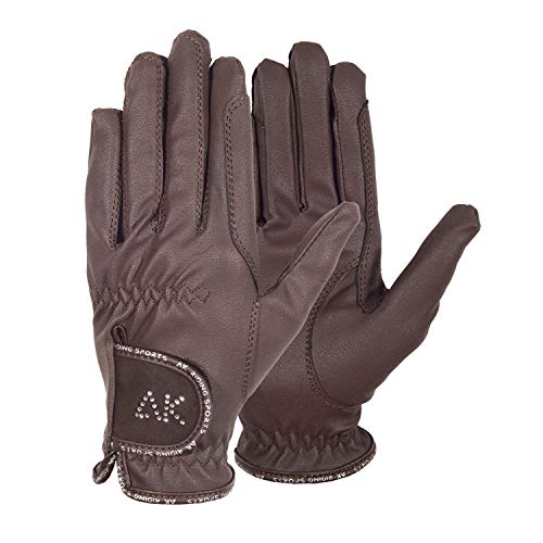 AK Horse Riding Gloves Reithandschuhe für Damen, Herren und Kinder mit Steinen AKRS-6710 (Braun, M) AK Horse Riding Gloves Reithandschuhe für Damen, Herren und Kinder mit Steinen AKRS-6710 (Braun, M) von AK Riding Sports
