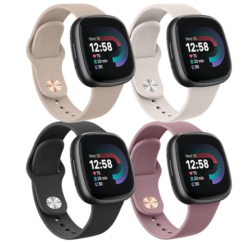 AK 4 Stück Armband für Fitbit Versa 4 Armband/Fitbit Versa 3 Armband/Fitbit Sense/Fitbit Sense 2 für Damen Herren, Silikon Armbänder Wasserdichtes Sport Uhrenarmband Verstellbares Ersatzarmband AK 4 Stück Armband für Fitbit Versa 4 Armband/Fitbit Versa 3 Armband/Fitbit Sense/Fitbit Sense 2 für Damen Herren, Silikon Armbänder Wasserdichtes Sport Uhrenarmband Verstellbares Ersatzarmband von AK