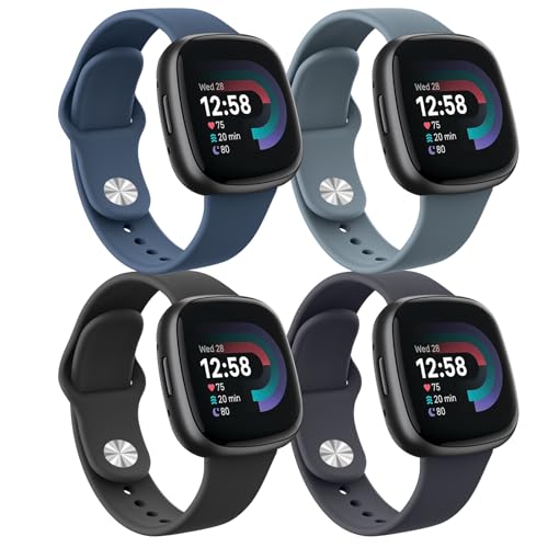 AK 4 Stück Armband für Fitbit Versa 4 Armband/Fitbit Versa 3 Armband/Fitbit Sense/Fitbit Sense 2 für Damen Herren, Silikon Armbänder Wasserdichtes Sport Uhrenarmband Verstellbares Ersatzarmband AK 4 Stück Armband für Fitbit Versa 4 Armband/Fitbit Versa 3 Armband/Fitbit Sense/Fitbit Sense 2 für Damen Herren, Silikon Armbänder Wasserdichtes Sport Uhrenarmband Verstellbares Ersatzarmband von AK