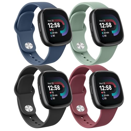 AK 4 Stück Armband für Fitbit Versa 4 Armband/Fitbit Versa 3 Armband/Fitbit Sense/Fitbit Sense 2 für Damen Herren, Silikon Armbänder Wasserdichtes Sport Uhrenarmband Verstellbares Ersatzarmband AK 4 Stück Armband für Fitbit Versa 4 Armband/Fitbit Versa 3 Armband/Fitbit Sense/Fitbit Sense 2 für Damen Herren, Silikon Armbänder Wasserdichtes Sport Uhrenarmband Verstellbares Ersatzarmband von AK