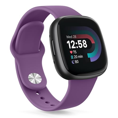 AK Silikonbänder kompatibel mit Fitbit Versa 4 Bands & Fitbit Sense 2 Bands für Damen und Herren, weiche Riemen, Ersatzarmbänder für Fitbit Versa 3 & Versa 4 / Sense & Sense 2 Smartwatch (lila) von AK