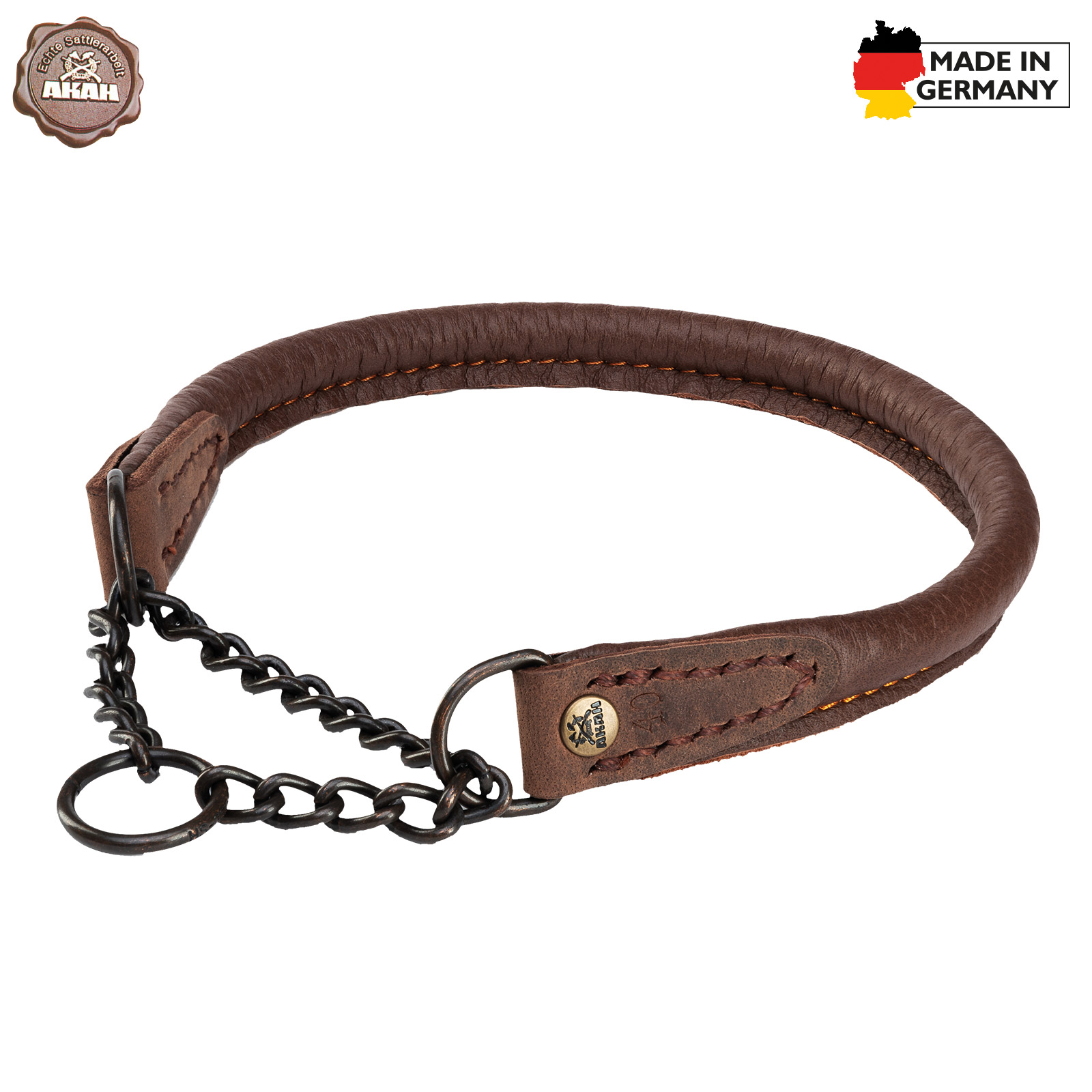 HALSBAND ELCHLEDER BRAUN 35 cm von AKAH