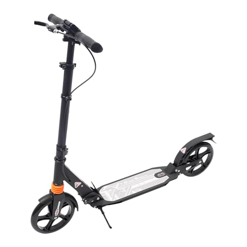 AKANGOMM Erwachsene Kinder Kickscooter, Tretroller Roller mit Handbremse Höhenverstellbar Scooter Faltbar Kickscooter Aluminiumlegierung Kinder Tretroller Erwachsene Schwarz von AKANGOMM