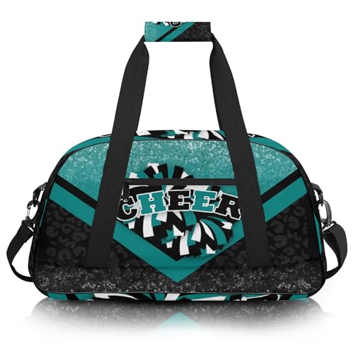 Cheer Duffle Bag für Cheerleader, Cheerleader, Turnbeutel für Damen, Handgepäck, Wochenendtasche, Reisetasche, Blaugrün und Schwarz von AKENHZY