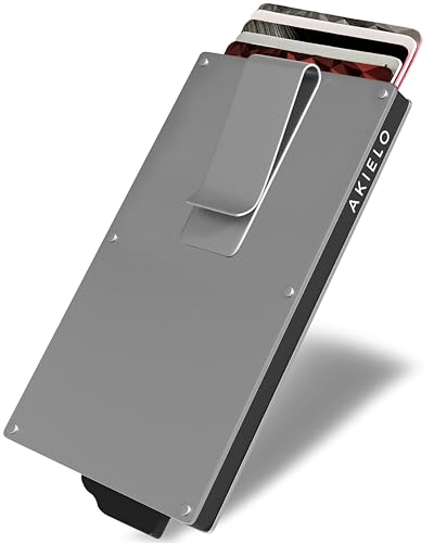 AKIELO Kartenetui mit RFID Schutz, Geldklammer und Geschenkbox – Minimalistische Geldbörse Herren – Kompakte Wallet und Kontaktloser Kreditkartenschutz (Alpha - Silberne Ausgabe mit Geldklammer) AKIELO Kartenetui mit RFID Schutz, Geldklammer und Geschenkbox – Minimalistische Geldbörse Herren – Kompakte Wallet und Kontaktloser Kreditkartenschutz (Alpha - Silberne Ausgabe mit Geldklammer) von AKIELO