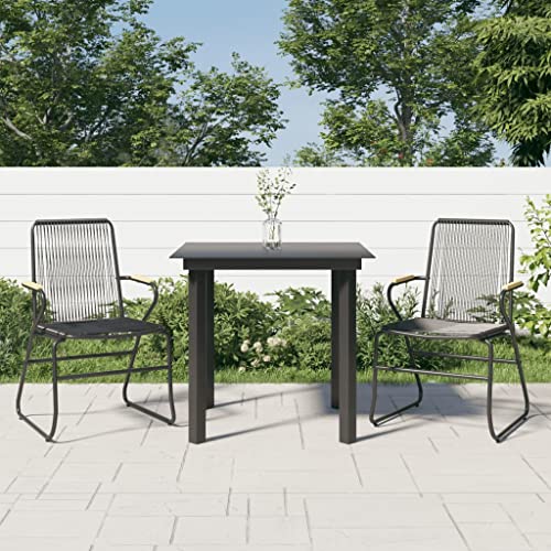 AKNGFO 3-teiliges Terrassen-ESS-Set, Garten-Couchtisch und Gartenstühle, Set aus schwarzem PVC-Rattan, Gartenmöbel, Typ2 von AKNGFO