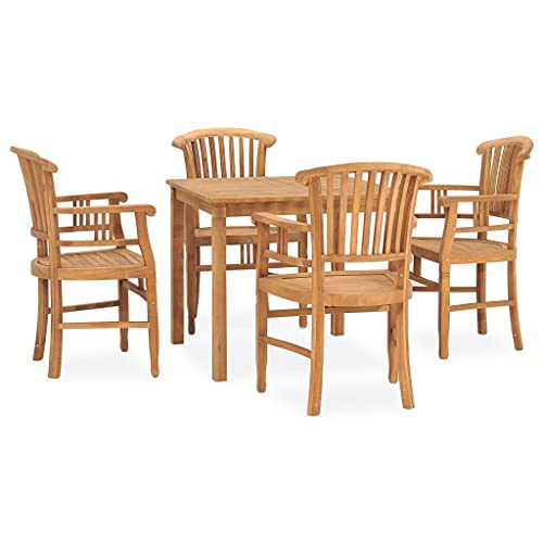 AKNGFO 5-teiliges Terrassen-ESS-Set, Garten-Couchtisch und -Stühle-Set, Bistro-Esstisch-Set mit Sitzgelegenheiten, Gartenmöbel aus massivem Teakholz, braunes Garten-ESS-Set von AKNGFO