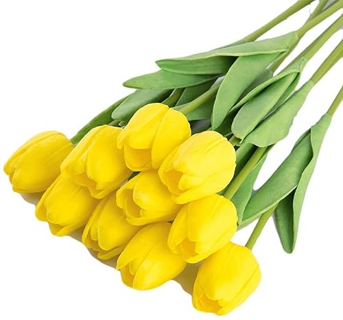 AKNGFO Künstliche Blumen, Tulpen, künstliche Blumen, 10 Köpfe, künstliche Blumen, Dekoration, Blumen, Heim, Hochzeitsdekoration, Blume (Blau: F) (E) von AKNGFO