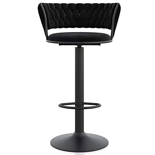 AKNGFO Moderner, um 360° drehbarer Barhocker, 1/2-Set, höhenverstellbar von 45 cm bis 60 cm, gepolsterter Sitz, Thekenhöhe, Bistrostuhl, Samtbezug, ergonomisches Design mit gewebter Rückenlehne und von AKNGFO