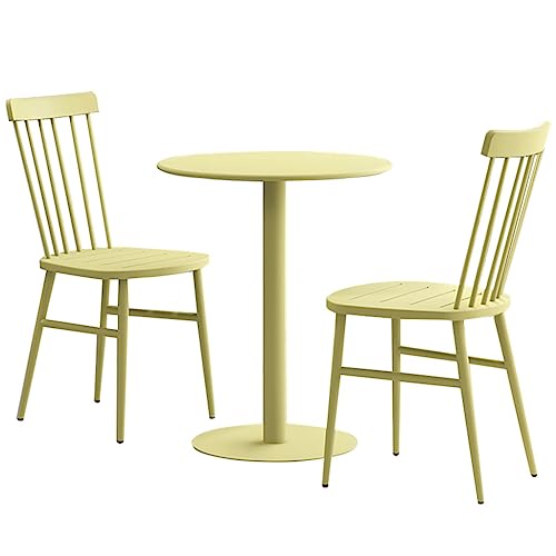 AKNGFO Tische und Stühle für den Außenbereich, Garten-Bistro-Set, runder Balkontisch aus Stahl, Terrassen-Bistro-Set mit 2 Stühlen und 1 Beistelltisch, Gartenmöbel-Set für den Außenbereich von AKNGFO