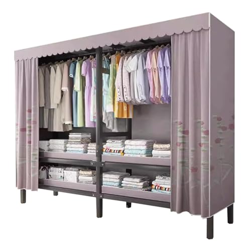 AKNGFO Tragbarer Kleiderschrank aus Metall und Eisen, für Schlafzimmer, Hängeschrank, 126 cm/150 cm/170 cm, zusammenklappbarer Lagerschrank von AKNGFO