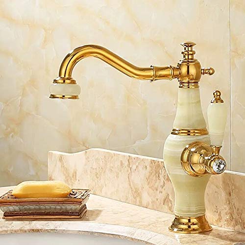 AKNGFO Wasserhahn Badezimmer Wasserhahn Messing und Jade Wasserhahn Badezimmer Waschbecken Wasserhahn Waschbecken Mischbatterie Gold Waschbecken Wasserhahn Bad Becken Waschbecken Wasserhahn von AKNGFO