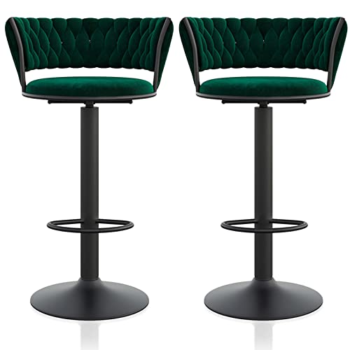 Moderner, um 360° drehbarer Barhocker im 2er-Set, höhenverstellbar, 6580 cm, samtgepolstert, ergonomisches Design mit gewebter Rückenlehne und Fußstütze, gepolsterter Sitz, Thekenhöhe, Bistrostuhl von AKNGFO