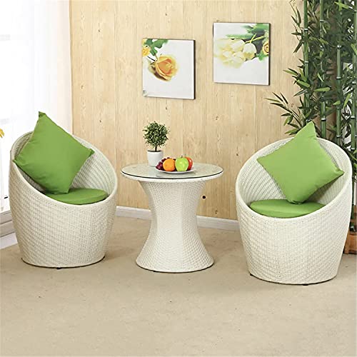 PE Wicker Bistro Set, 3-teiliges Gartenmöbel-Set für den Außenbereich, Möbelset Bistrotisch-Set, mit 2 Stühlen und Beistelltisch mit Glasplatte, für den Einsatz im Garten, Hinterhof, Außenterrasse, von AKNGFO