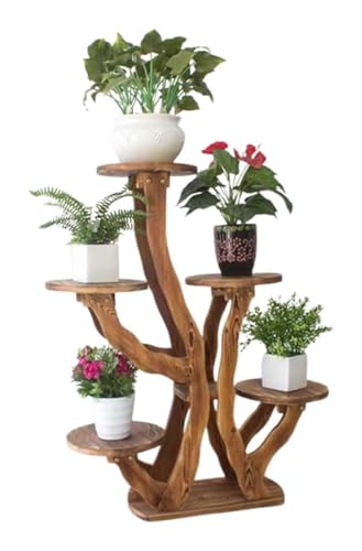 Pflanzenständer 5-stufiges Pflanzenregal Innenbereich Holz Hoher Blumenständer Topfständer für Mehrere Pflanzen Eckpflanzenständer Moderner kreativer Blumenständer Töpfe Präsentationsständer Abrieb von AKNGFO