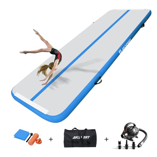 AKSPORT Air Matte Track Tumbling Matte,3/4/5/6m Aufblasbar Gymnastikmatte Turnmatte Tumbling Matten 10/20cm hoch mit Luftpumpe für Zuhause/Taumel/Turnhalle/Ausbildung/Cheerleading von AKSPORT