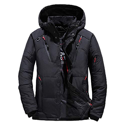 AKT Herren Winter Daunenjacke Thermisch Dicke Schichten Schnee Parka Male Warmed Outwear Enten Daunenjacke,Black,L von AKT