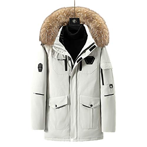AKT Herren Winter Warm Duck Down Jacke Kapuzenjacke mit Pelzkragen Snow Hooded Parka Coat,White,2XL AKT Herren Winter Warm Duck Down Jacke Kapuzenjacke mit Pelzkragen Snow Hooded Parka Coat,White,2XL von AKT
