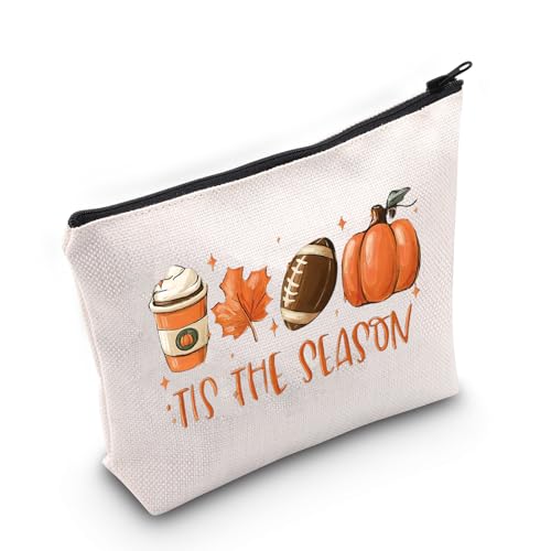 AKTAP Tis The Season inspirierte Geschenktasche, Kürbisblatt, Latte, Erntedankfest, Fußball, Reißverschluss, Make-up, Reisetasche, Tis the Season-py1, MB von AKTAP