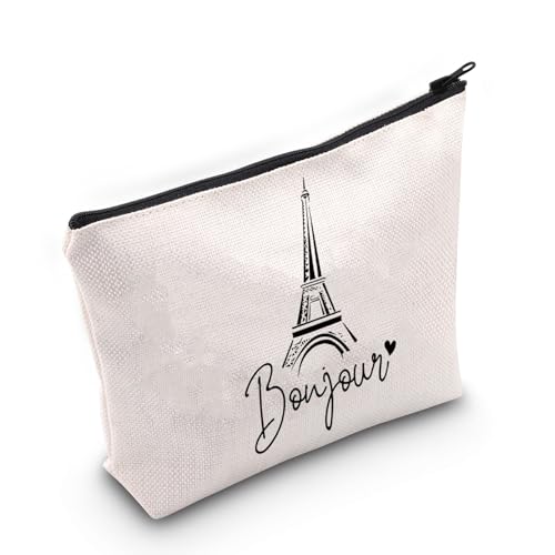 Paris Bonjour Ideengeschenk, Motiv: Eiffelturm, Bonjour, Reise-Make-up-Tasche, Geschenk für Paris-Liebhaber, Frankreich, Souvenir-Geschenke, Bonjour-Tasche, modisch von AKTAP