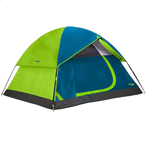 Aktive 52999 Zelt für 4 Personen, Doppeldach, Maße: 240 x 210 x 130 cm, Regenschutz, Doppeltür mit Reißverschluss und Moskitonetz Oben von AKTIVE
