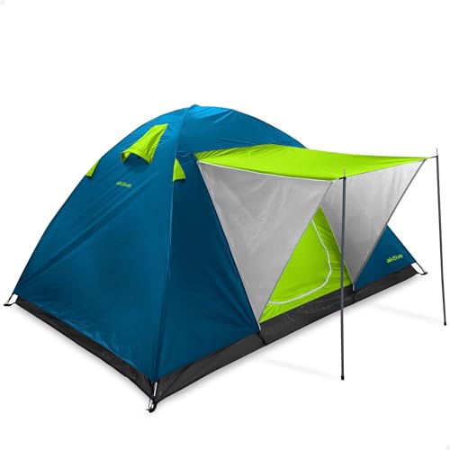 Aktive 52890 Zelt für 4 Personen, Doppeldach und Vorzelt, Maße 240 x 210 x 130 cm, Regenschutz, Doppeltür mit Reißverschluss und Moskitonetz, Campingzelt Aktive 52890 Zelt für 4 Personen, Doppeldach und Vorzelt, Maße 240 x 210 x 130 cm, Regenschutz, Doppeltür mit Reißverschluss und Moskitonetz, Campingzelt von AKTIVE