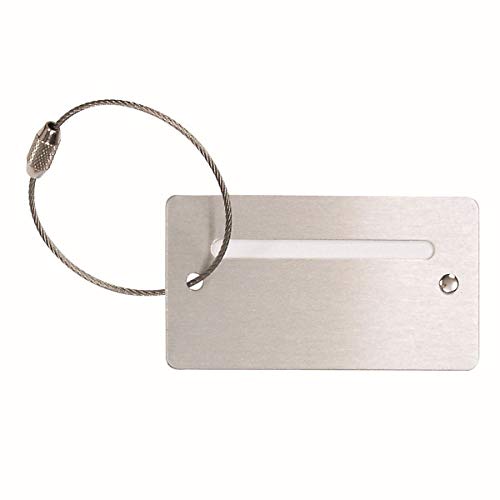 JSA 40503 Kofferanhänger, Anhänger für Koffer, Taschen und andere Gepäckstücke aus Aluminium, Gepäckanhänger mit Sichtfeld für Kontaktdaten, ca. 7,5 × 4 × 0,2 cm, silber von ALASSIO