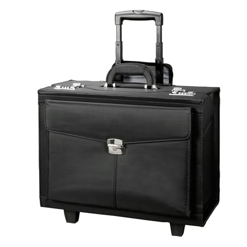 Alassio 45034 Trolley Pilotenkoffer Rocca II, Businesskoffer aus Mikrofaser, Handgepäck Aktentrolley mit 2 Rollen, Koffer ca. 46 cm, Dokumentenkoffer 90 Liter, Aktenkoffer Schwarz von ALASSIO